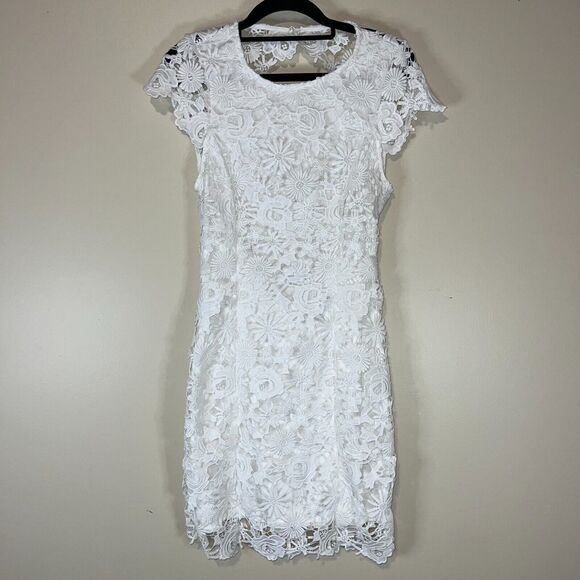 Lulus Romance Language White Backless Lace Mini Length Dress Women’s Size Small - Picture 1 of 7